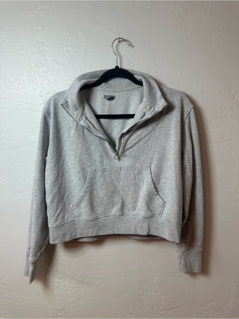 aerie Light Gray Cropped Half-Zip